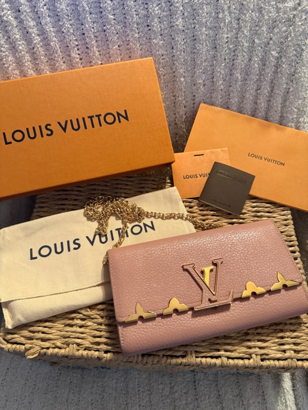 Louis Vuitton Flower Crown Capucines Pink Leather Mini Chain Wallet